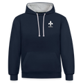 BOSNA Hoodie mit Lilie – AWDis Just Hoods Kontrast-Hoodie Unisex - Navy/Grau meliert