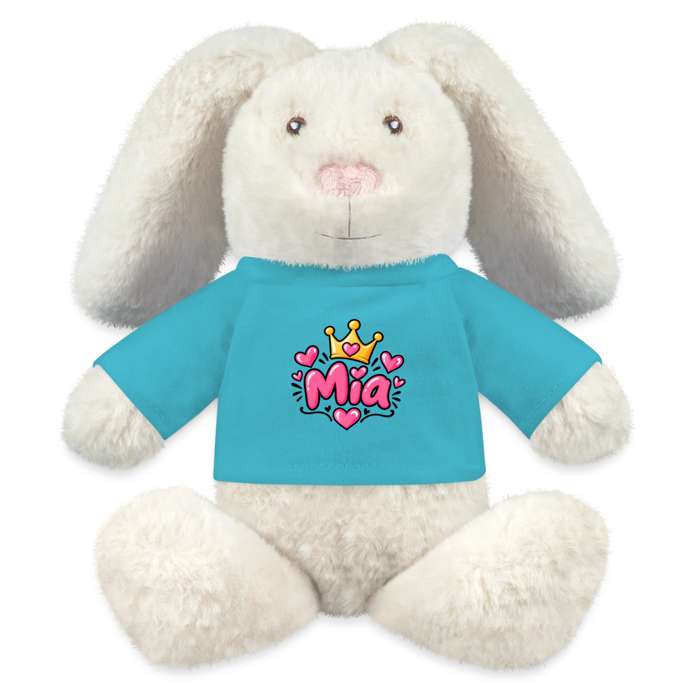 MiniFeet® RecycelHase® Creme MIA – Personalisierbar mit Namen & Design - Atollblau