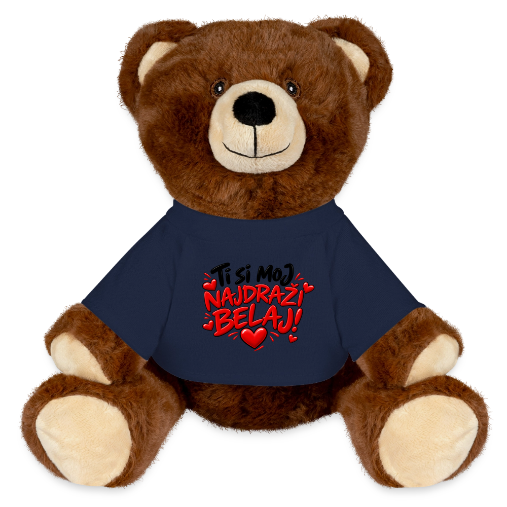 Ti si moj najdrazi belaj Kuschelteddy MiniFeet® – Nachhaltiger Teddybär mit Herz-Design - French Navy