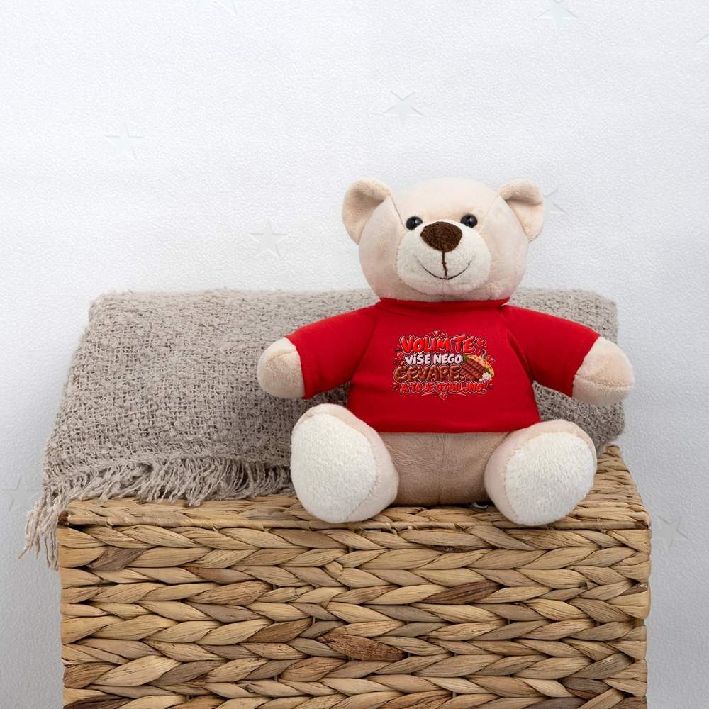 VOLIM TE VIŠE NEGO ĆEVAPE ❤️🧸 – Süßer Kuschelteddy 20 cm - Rot