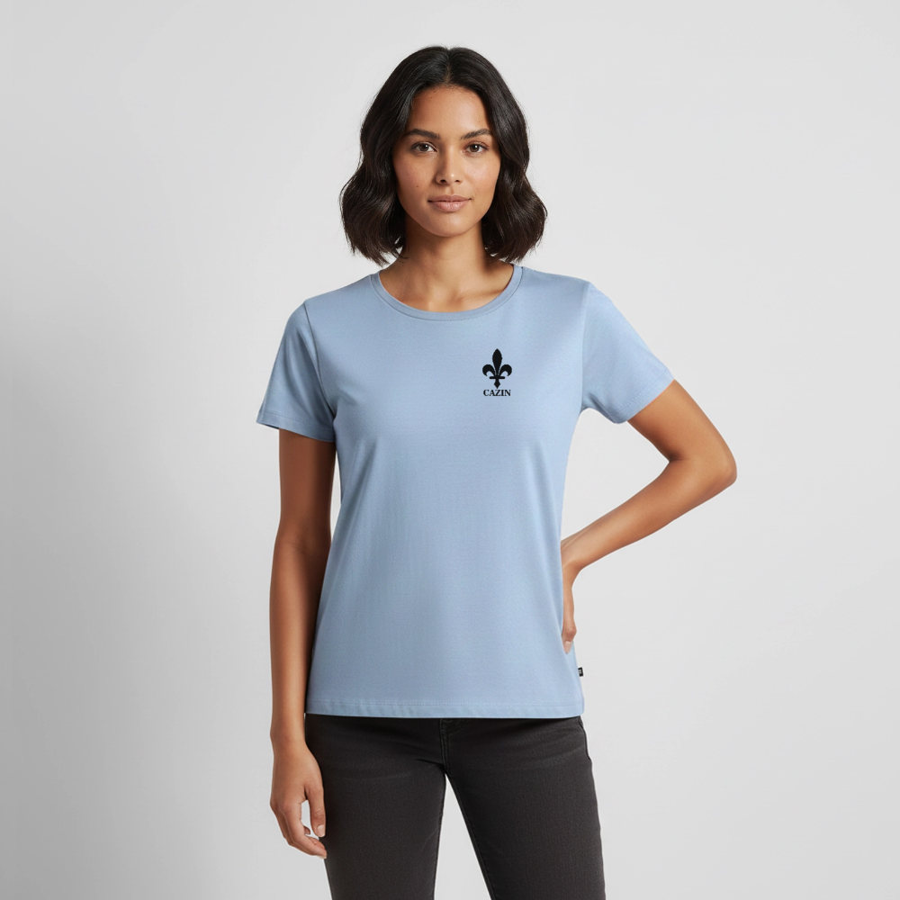 CAZIN Premium T-Shirt Frauen – Bosnische Lilie | Left-Chest-Print - Hellblau