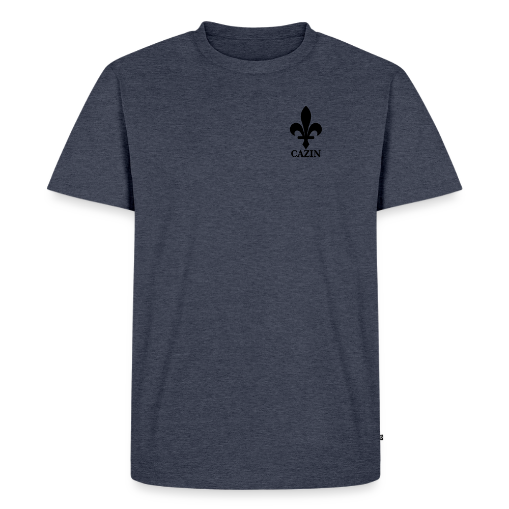 CAZIN Premium T-Shirt Herren – Bosnische Lilie | Left-Chest-Print - Jeansblau 
