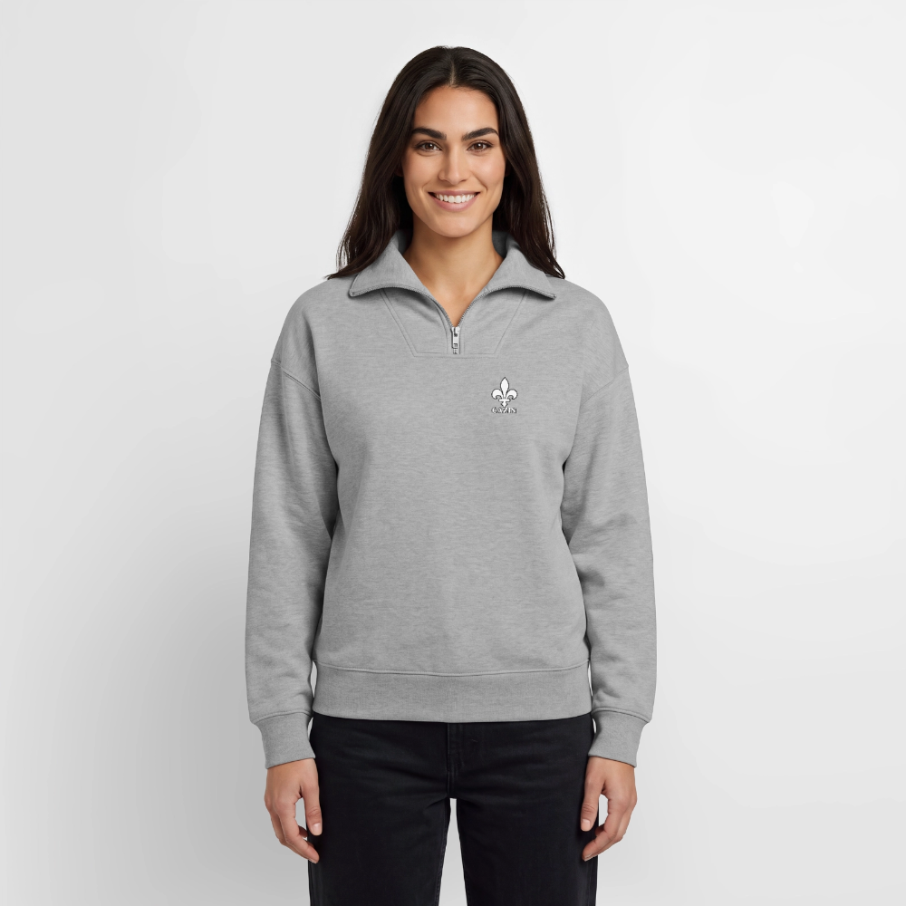CAZIN Hoodie von SPREAD – Bosnische Lilie mit dezentem Brustprint - Grau meliert