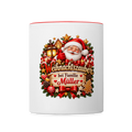 Weihnachtstasse 🎄 Weihnachtszauber bei Familie Müller – Tasse zweifarbig personalisiert - Weiß/Rot
