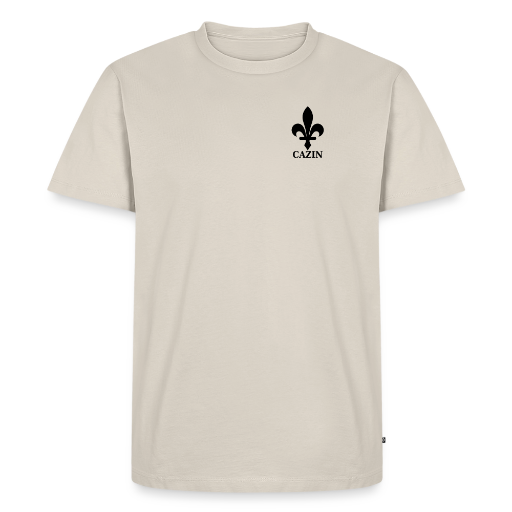 CAZIN Premium T-Shirt Herren – Bosnische Lilie | Brust- & Rückenprint - Beige