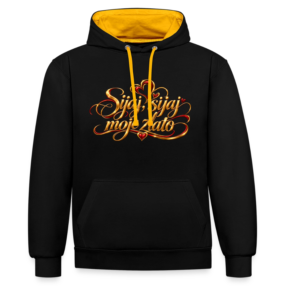 Kontrast-Hoodie - Sijaj sijaj moje zlato - Schwarz/Gold