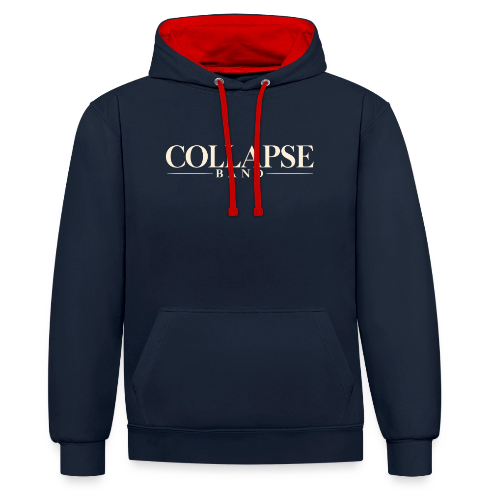 Kontrast-Hoodie - Collapse band - Navy/Rot