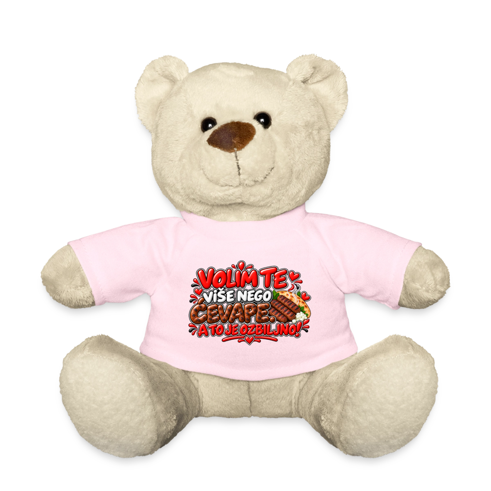 VOLIM TE VIŠE NEGO ĆEVAPE ❤️🧸 – Süßer Kuschelteddy 20 cm - Hellrosa