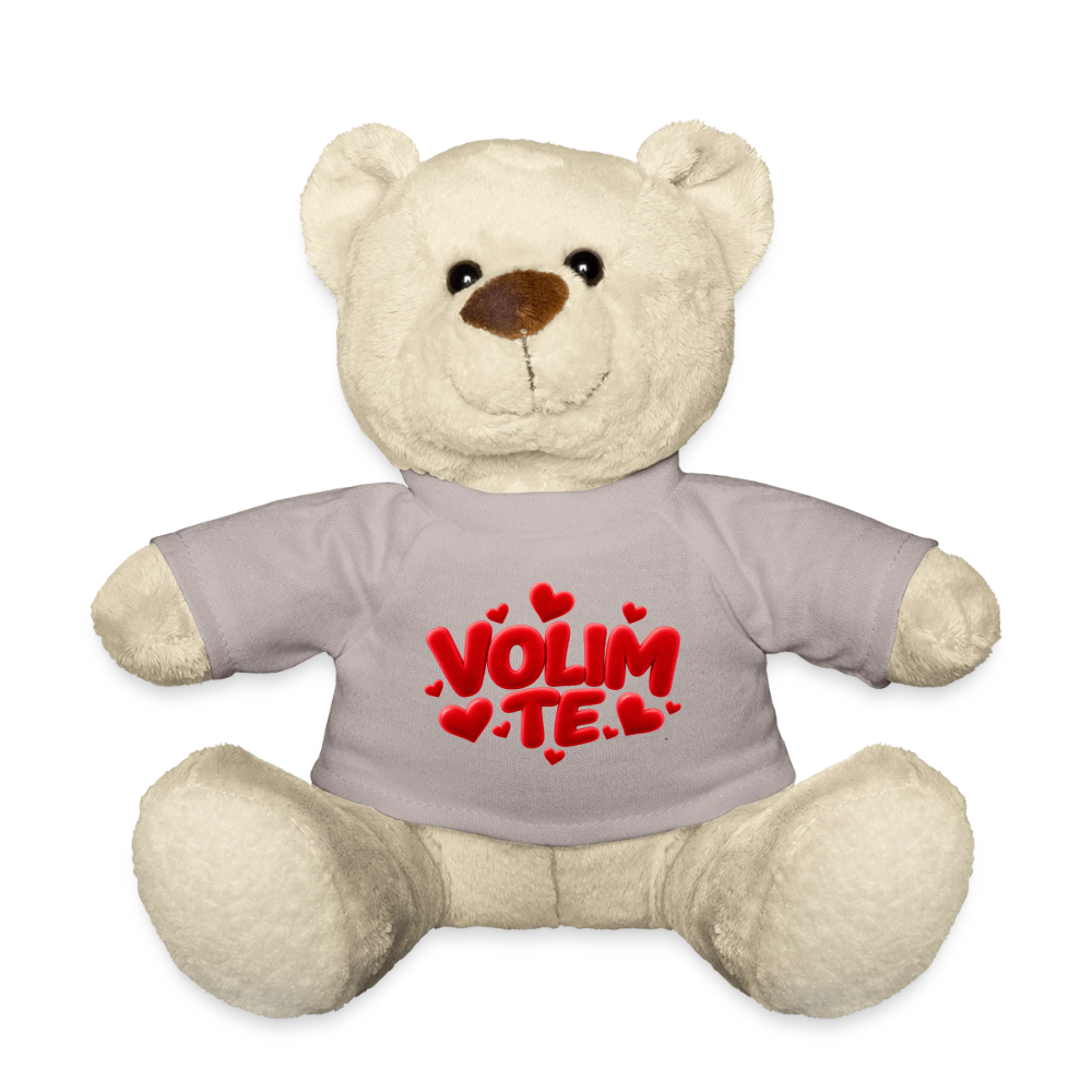 Kuschelteddy mit „VOLIM TE“ Design – Süßer Liebesbär mit T-Shirt - Taupe