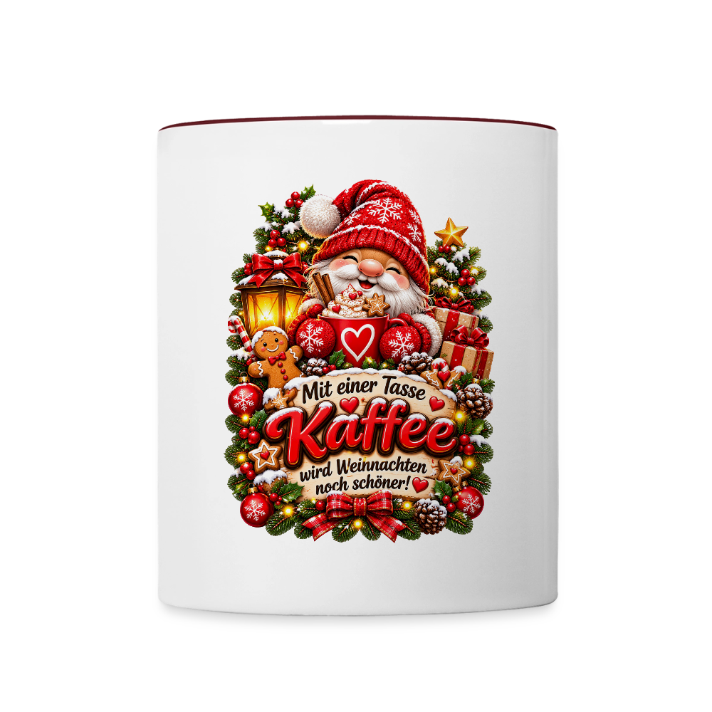 Weihnachtstasse 🎄 Mit einer Tasse Kaffee wird Weihnachten noch schöner – 325 ml - Weiß/Rotbraun