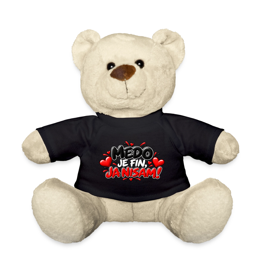 MEDO JE FIN, JA NISAM 😈🧸 – Lustiger Kuschelteddy 20 cm mit Balkan-Spruch | Geschenkidee - Schwarz