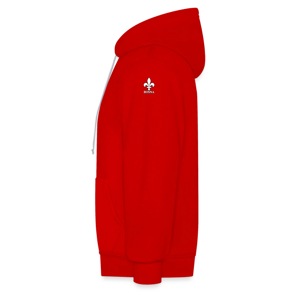 BOSNA Hoodie mit Lilie – AWDis Just Hoods Kontrast-Hoodie mit Ärmelprints - Rot/Weiß
