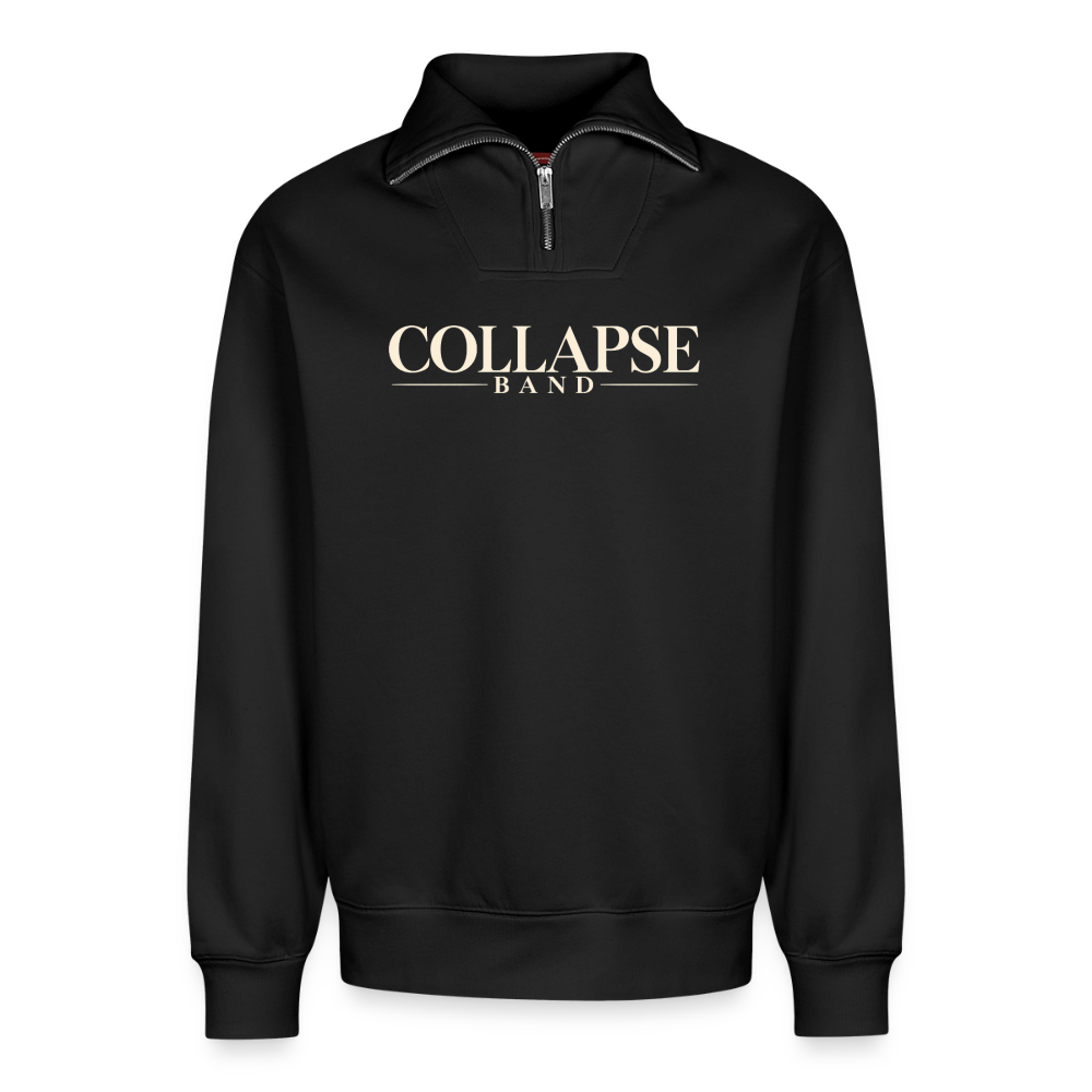 Relaxed Unisex Organic Half Zip Sweatshirt – Collapse band clasic - Schwarz