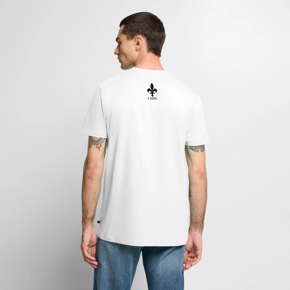 CAZIN Premium T-Shirt Herren – Bosnische Lilie | Brust- & Rückenprint - Weiß