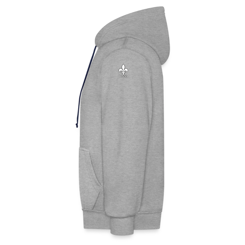 BOSNA Hoodie mit Lilie – AWDis Just Hoods Kontrast-Hoodie mit Ärmelprints - Grau meliert/Navy