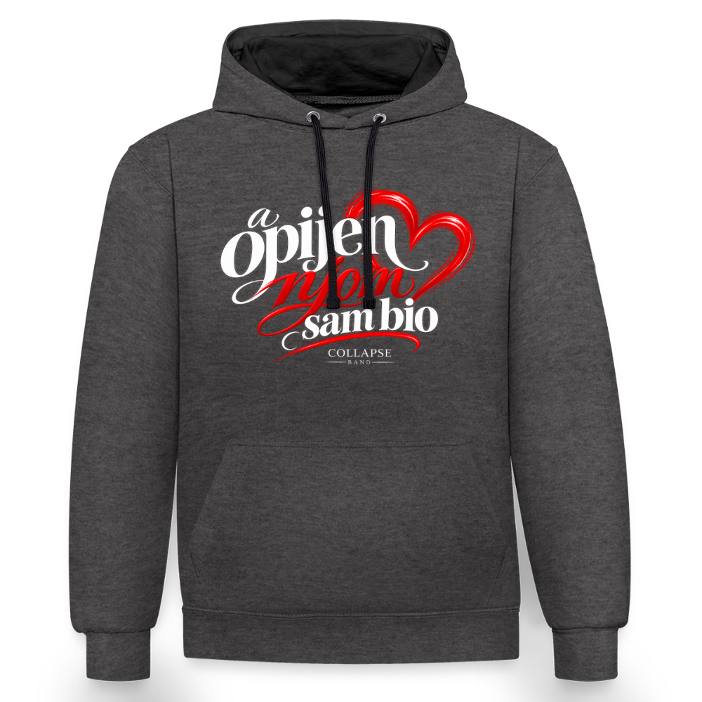 Kontrast-Hoodie - Opijen njom sam bio - Anthrazit/Schwarz