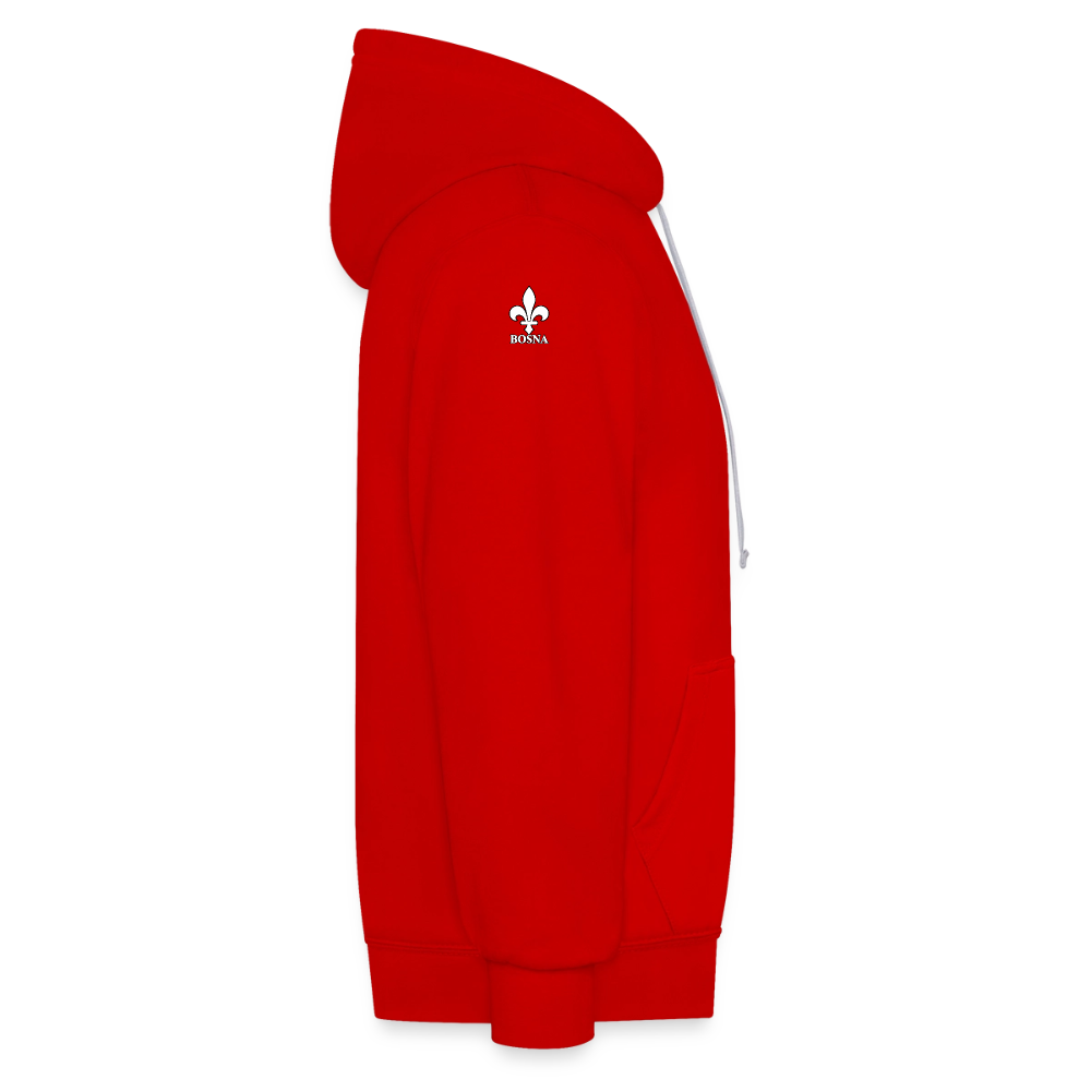 BOSNA Hoodie mit Lilie – AWDis Just Hoods Kontrast-Hoodie mit Ärmelprints - Rot/Weiß