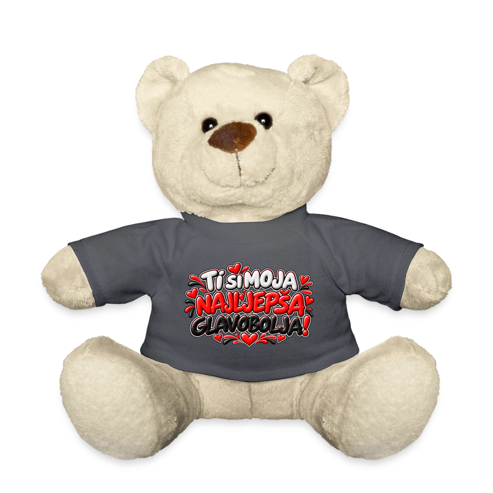 TI SI MOJA NAJLJEPŠA GLAVOBOLJA ❤️🧸 – Süßer Kuschelteddy 20 cm - Anthrazit