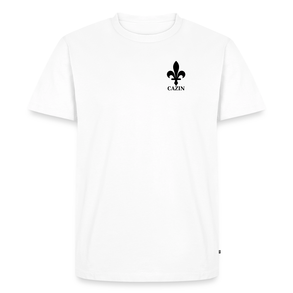CAZIN Premium T-Shirt Herren – Bosnische Lilie | Brust- & Rückenprint - Weiß
