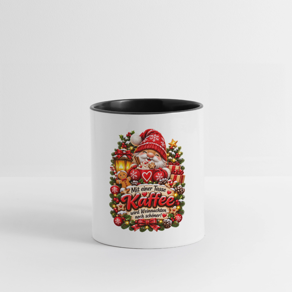 Weihnachtstasse 🎄 Mit einer Tasse Kaffee wird Weihnachten noch schöner – 325 ml - Weiß/Schwarz