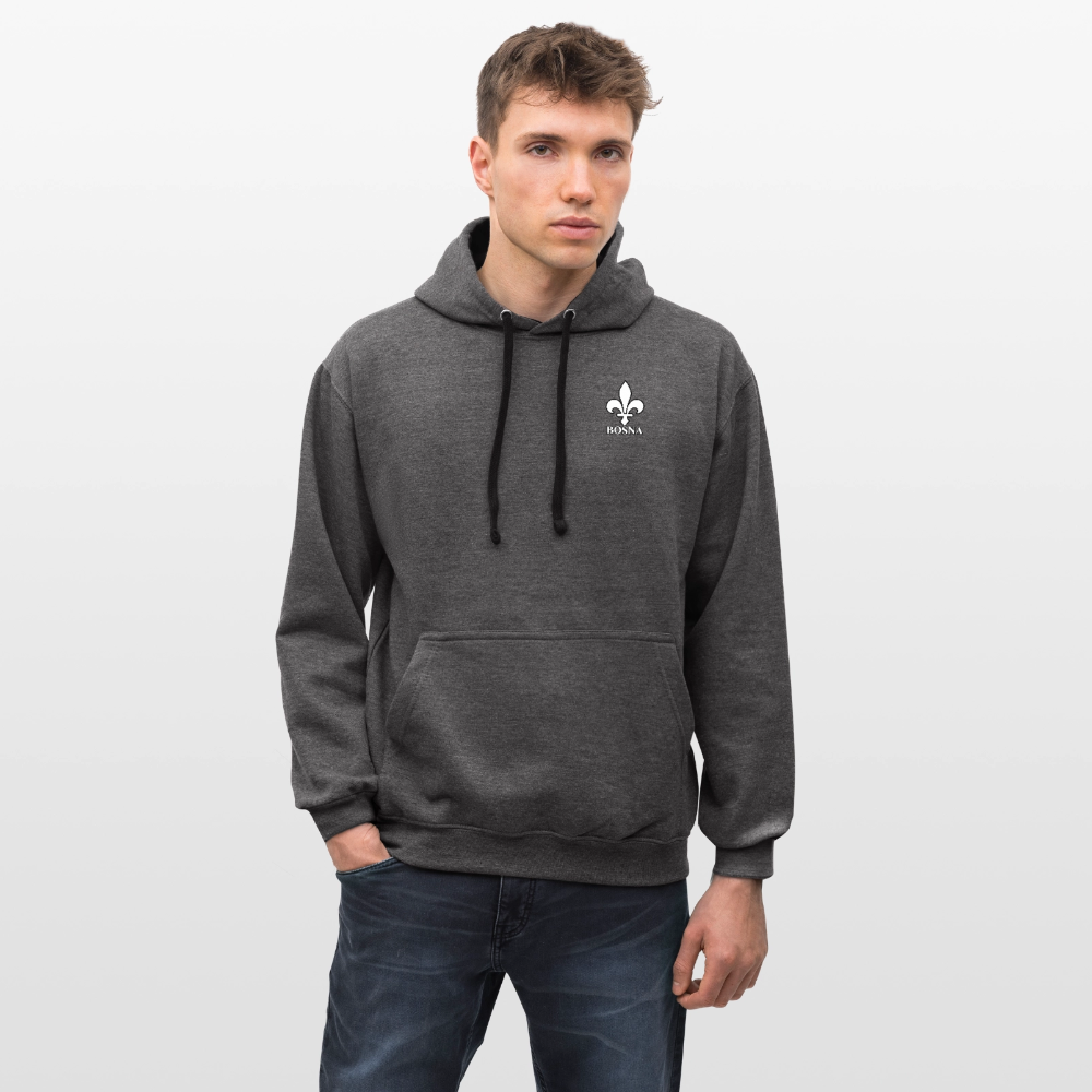 BOSNA Hoodie mit Lilie – AWDis Just Hoods Kontrast-Hoodie mit Ärmelprints - Anthrazit/Schwarz