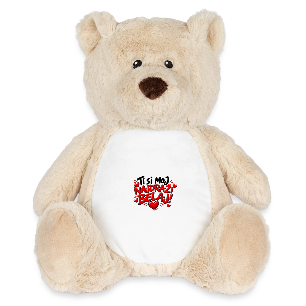 Ti si moj najdrazi belaj Kuschelteddy 32 cm mit Herz-Design - Weiß/Mittelbraun