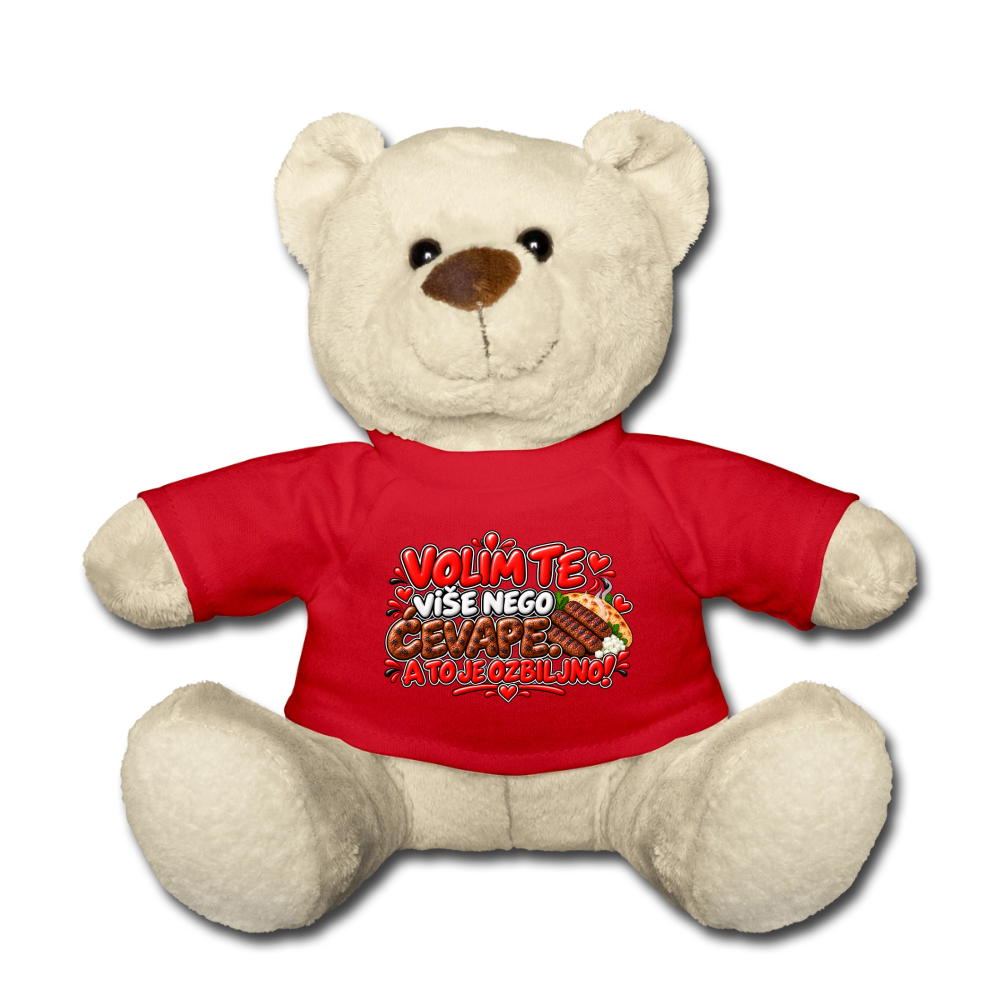 VOLIM TE VIŠE NEGO ĆEVAPE ❤️🧸 – Süßer Kuschelteddy 20 cm - Rot