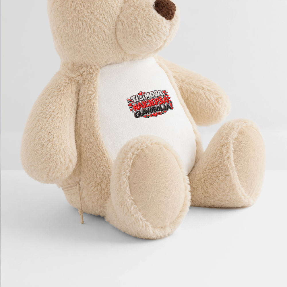 TI SI MOJA NAJLJEPŠA GLAVOBOLJA ❤️🧸 – Großer Kuschelteddy 32 cm - Weiß/Mittelbraun
