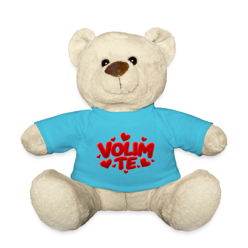 Kuschelteddy mit „VOLIM TE“ Design – Süßer Liebesbär mit T-Shirt - Atollblau