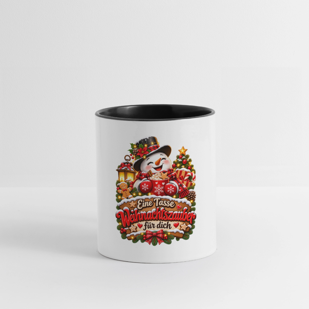 Weihnachtstasse ☃️ Eine Tasse Weihnachtszauber für dich – Schneemann Kaffeetasse 325 ml - Weiß/Schwarz