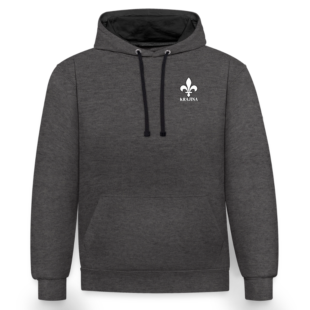 AWDis Just Hoods Kontrast-Hoodie Unisex – KRAJINA mit bosnischer Lilie | Brustprint - Anthrazit/Schwarz