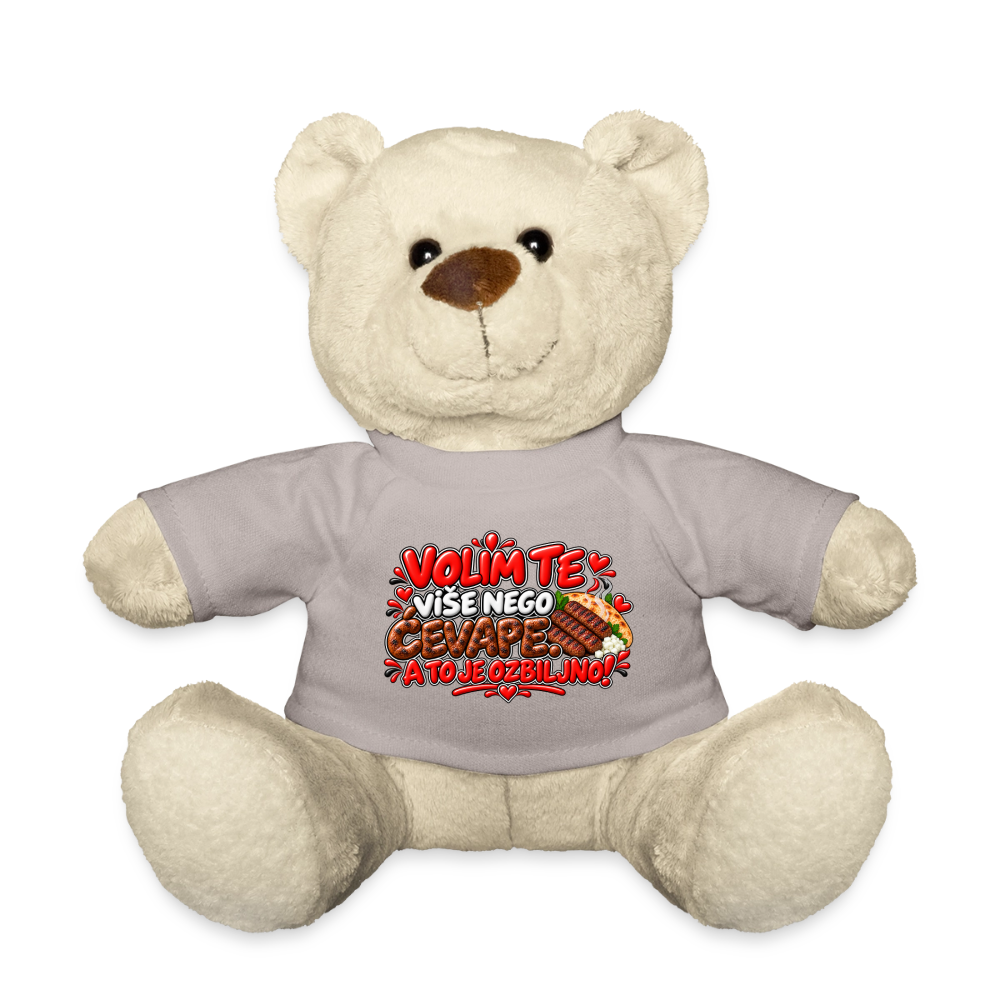 VOLIM TE VIŠE NEGO ĆEVAPE ❤️🧸 – Süßer Kuschelteddy 20 cm - Taupe