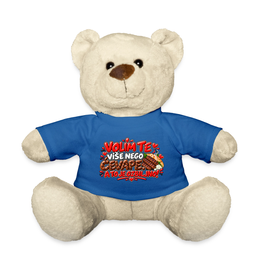 VOLIM TE VIŠE NEGO ĆEVAPE ❤️🧸 – Süßer Kuschelteddy 20 cm - Königsblau