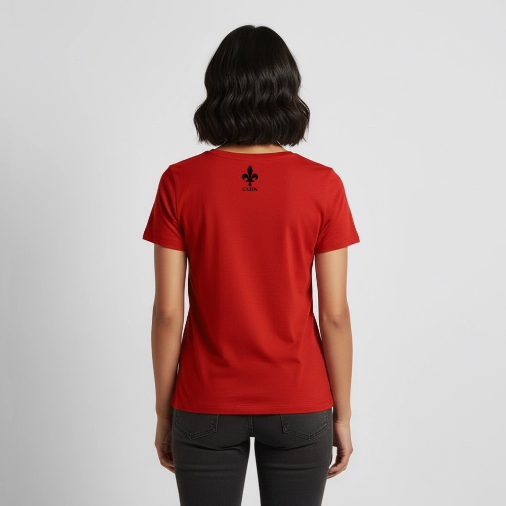 CAZIN Premium T-Shirt Frauen – Bosnische Lilie | Brust- & Rückenprint - Rot