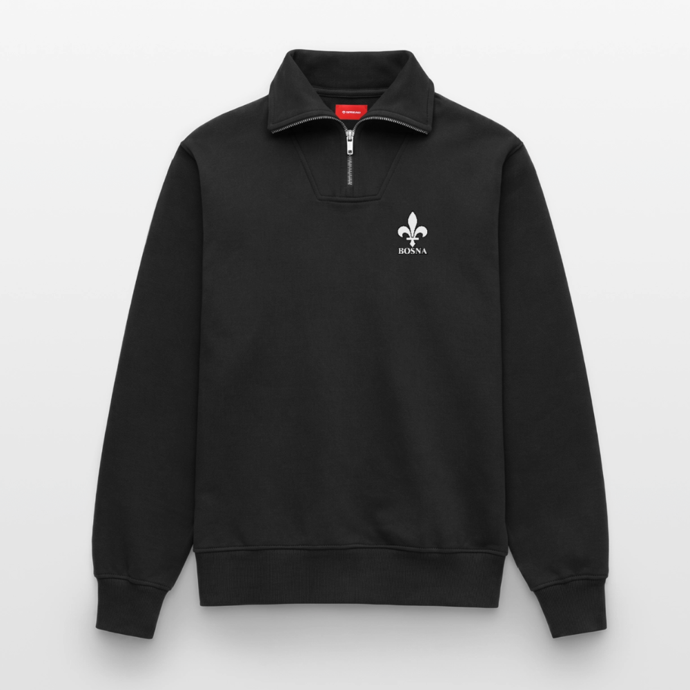 BOSNA Premium Organic Half-Zip Sweatshirt – SPREAD | Bosnische Lilie - Schwarz