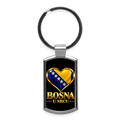 BOSNA U SRCU Schlüsselanhänger mit goldener Lilie - Lightsilver