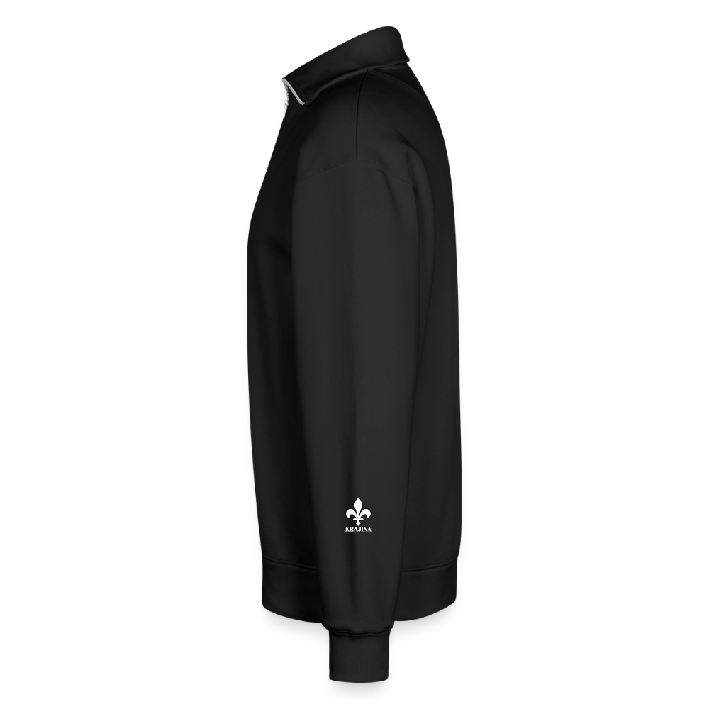KRAJINA Premium Half-Zip Hoodie – Bosnische Lilie auf Brust & Ärmeln | SPREAD - Schwarz