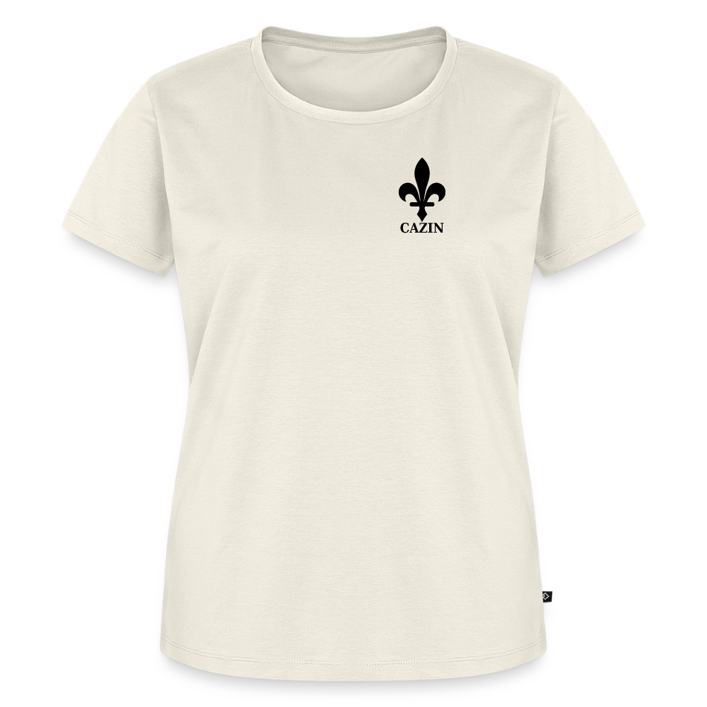 CAZIN Premium T-Shirt Frauen – Bosnische Lilie | Brust- & Rückenprint - Naturweiß