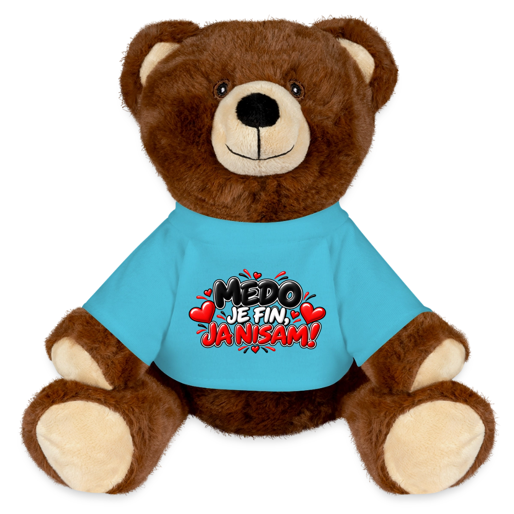 Medo je fin ja nisam Kuschelteddy MiniFeet® – Nachhaltiger Teddybär mit Herz-Design - Atollblau