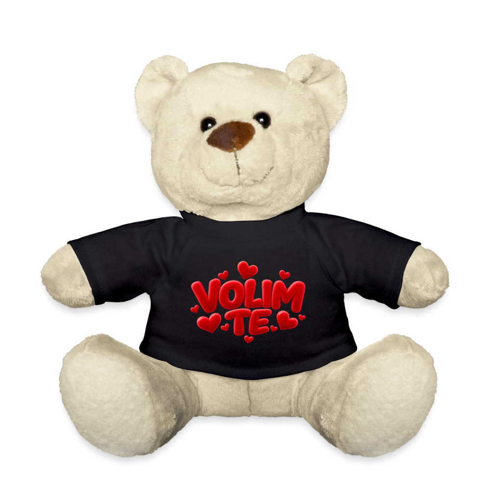 Kuschelteddy mit „VOLIM TE“ Design – Süßer Liebesbär mit T-Shirt - Schwarz
