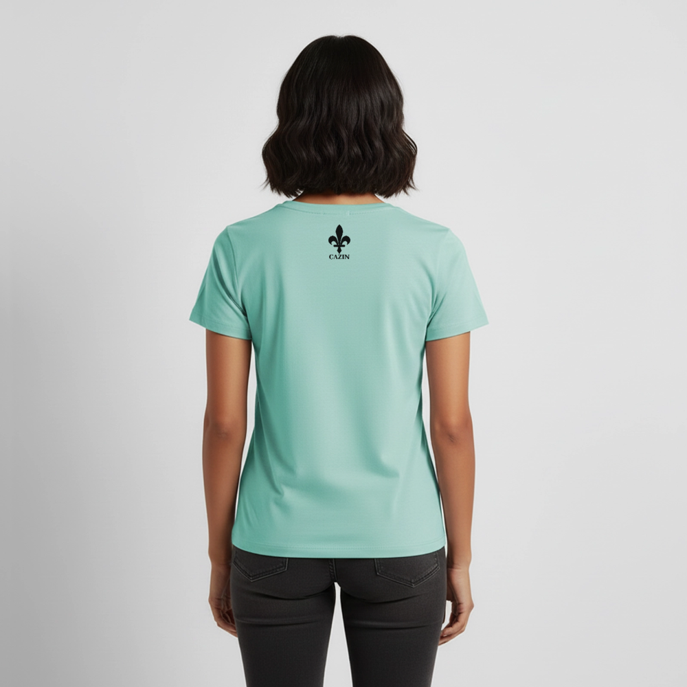 CAZIN Premium T-Shirt Frauen – Bosnische Lilie | Brust- & Rückenprint - Mint 