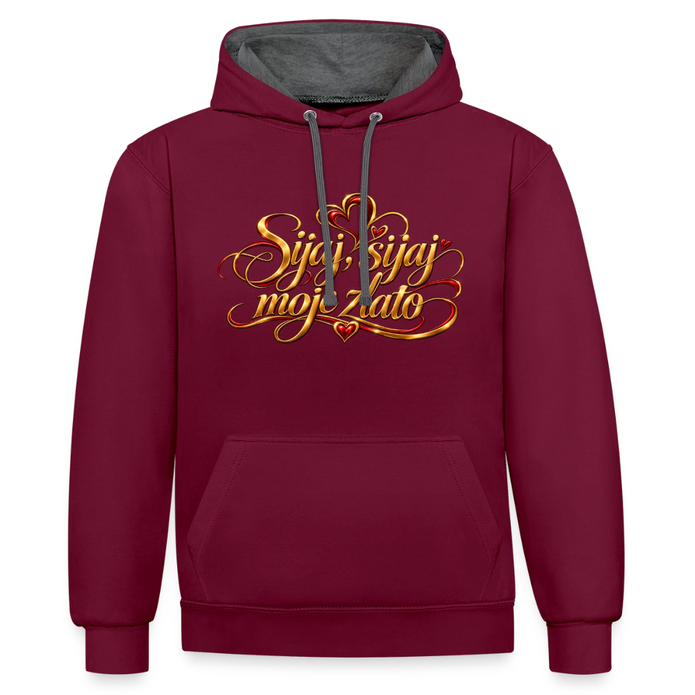 Kontrast-Hoodie - Sijaj sijaj moje zlato - Weinrot/Anthrazit