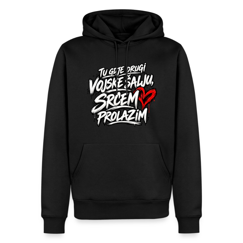 Männer Premium Hoodie - tu gdje drugi vojske salju srcem prolazim - Schwarz