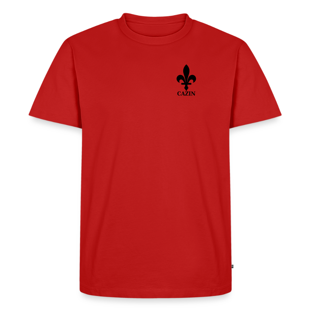 CAZIN Premium T-Shirt Herren – Bosnische Lilie | Brust- & Rückenprint - Rot