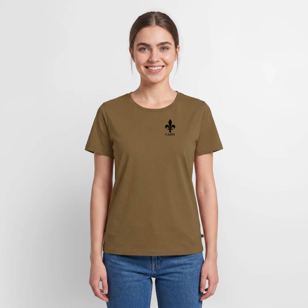 CAZIN Premium T-Shirt Frauen – Bosnische Lilie | Left-Chest-Print - Nussbraun
