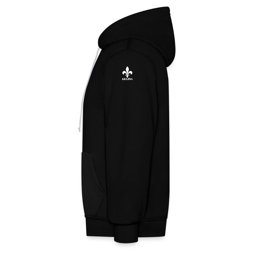 AWDis Just Hoods Kontrast-Hoodie Unisex – KRAJINA mit bosnischen Lilien | Brust- & Schulterprint - Schwarz/Grau meliert
