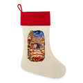 Leinen Weihnachtsstrumpf – Weihnachtswunder | Magische Winternacht | Zum Befüllen - Natur/Rot 