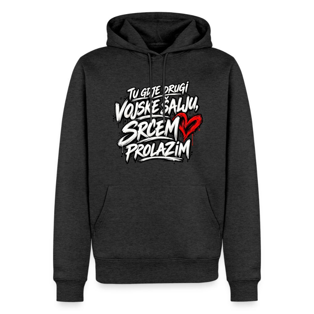 Männer Premium Hoodie - tu gdje drugi vojske salju srcem prolazim - Anthrazit meliert