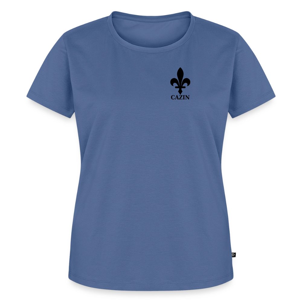 CAZIN Premium T-Shirt Frauen – Bosnische Lilie | Brust- & Rückenprint - Taubenblau