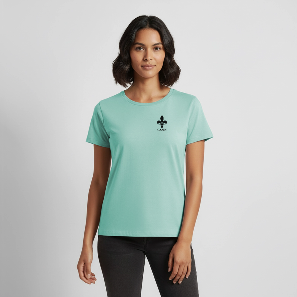 CAZIN Premium T-Shirt Frauen – Bosnische Lilie | Brust- & Rückenprint - Mint 